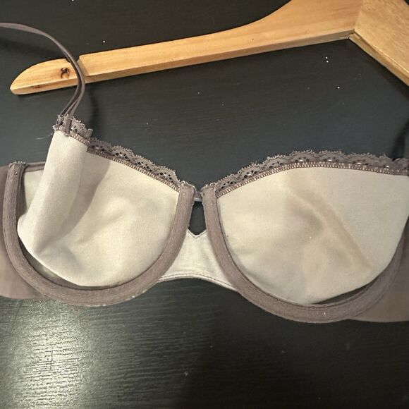 Soma Bra 34C Enticing Lift Balconette Brown Unlined Underwire Grey - Picture 3 of 4